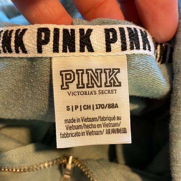 PINK Victoria's Secret 1/4 Zip Hoodie Blue Sz S - Picture 5 of 7
